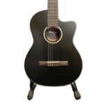 Vintage Santos Series VSE440BK Electro-Acoustic Slim Body Nylon String Guitar - Black