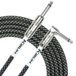 Fabric Straight-Angled Instrument Cable Guitar Lead, Black